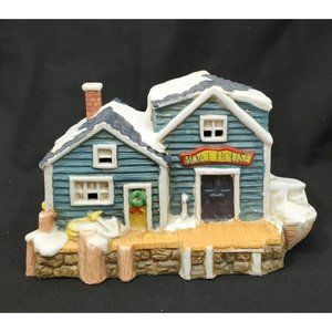 Franks Winter Tyme lake river BOAT HOUSE Christmas Village small building 4"high
